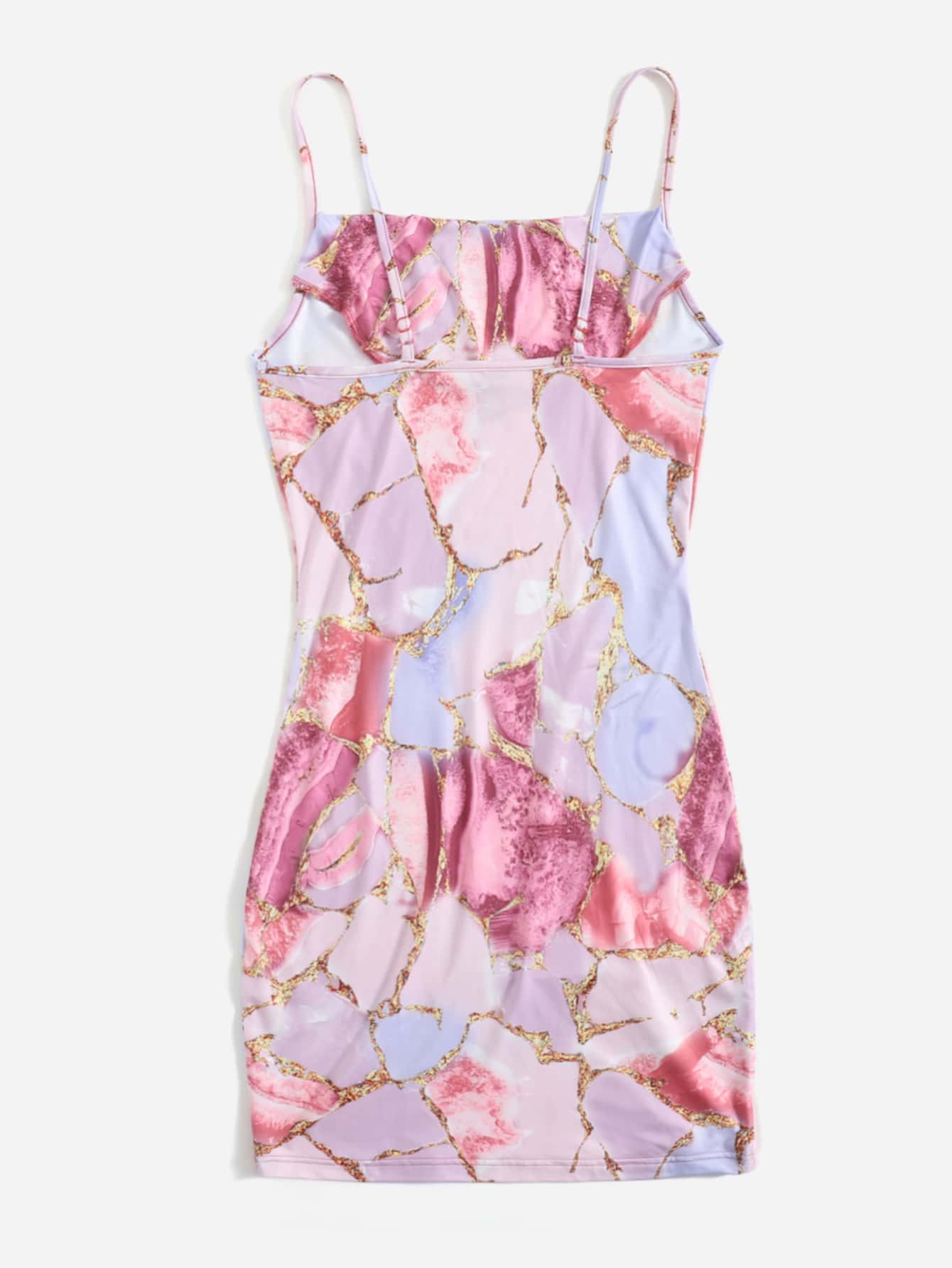 SHEIN Essnce Vestido ajustado de tirantes con estampado de mármol - Multicolor - Añade 2