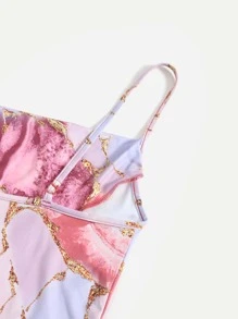 SHEIN Essnce Marble Print Cami Bodycon Dress - Multicolor - View 3