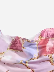 SHEIN Essnce Marble Print Cami Bodycon Dress - Multicolor - View 4