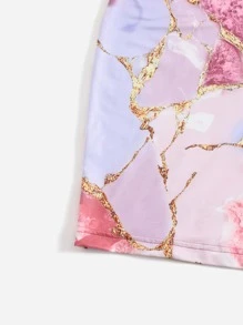 SHEIN Essnce Marble Print Cami Bodycon Dress - Multicolor - View 6