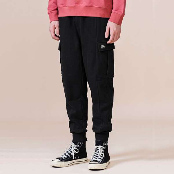 

Мужской Брюки с заплатой на кулиске, Чёрный