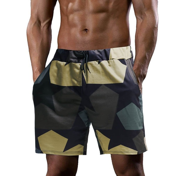 

Men Star Print Drawstring Waist Shorts, Multicolor