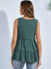 SHEIN Maternity Tassel Tie Ruffle Hem Tank Top