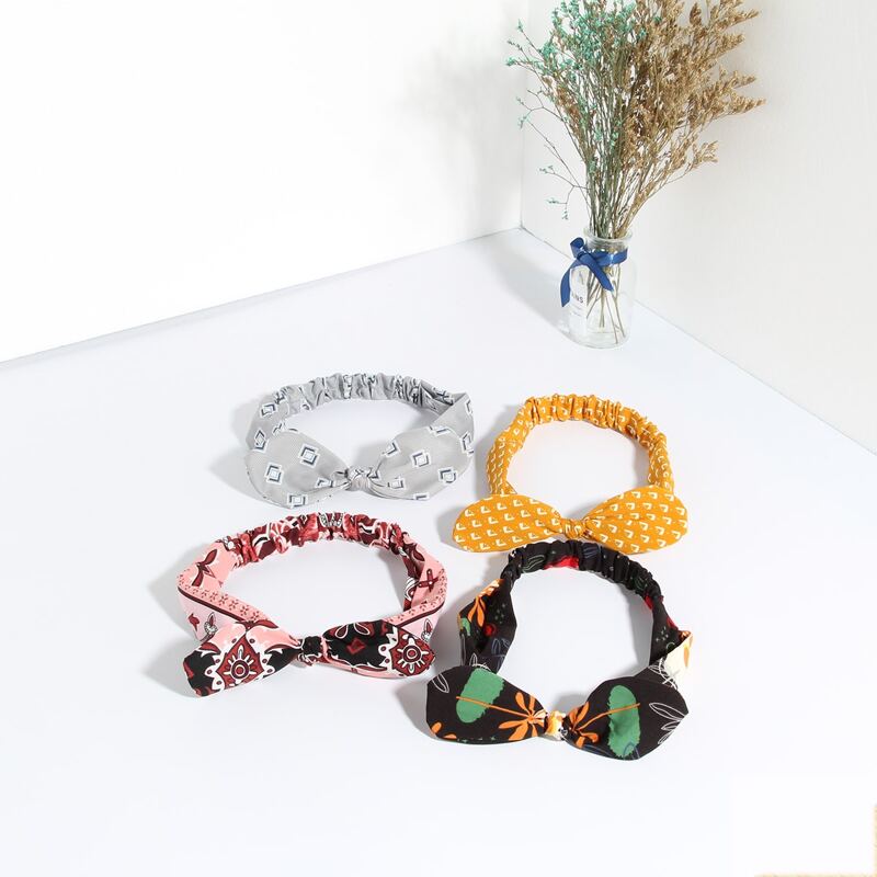 

4pcs Graphic Bow Decor Hair Band, Multicolor