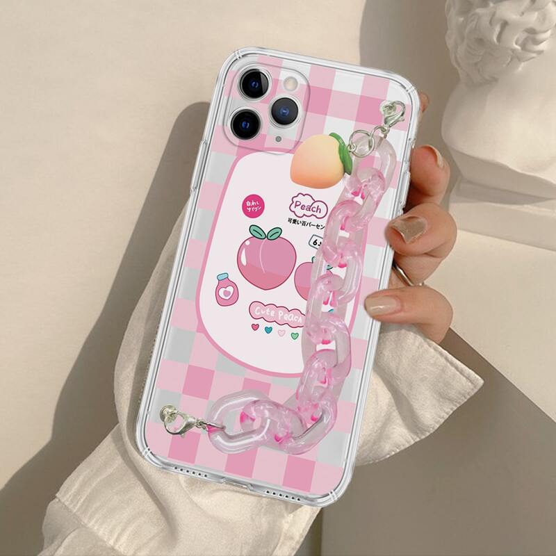 

Fruit Print Phone Case With Chain Hand Strap, Multicolor