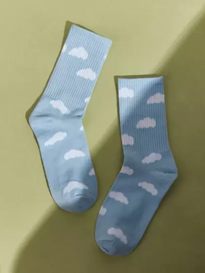 SHEIN MOD Sportsocken mit Wolke Muster
