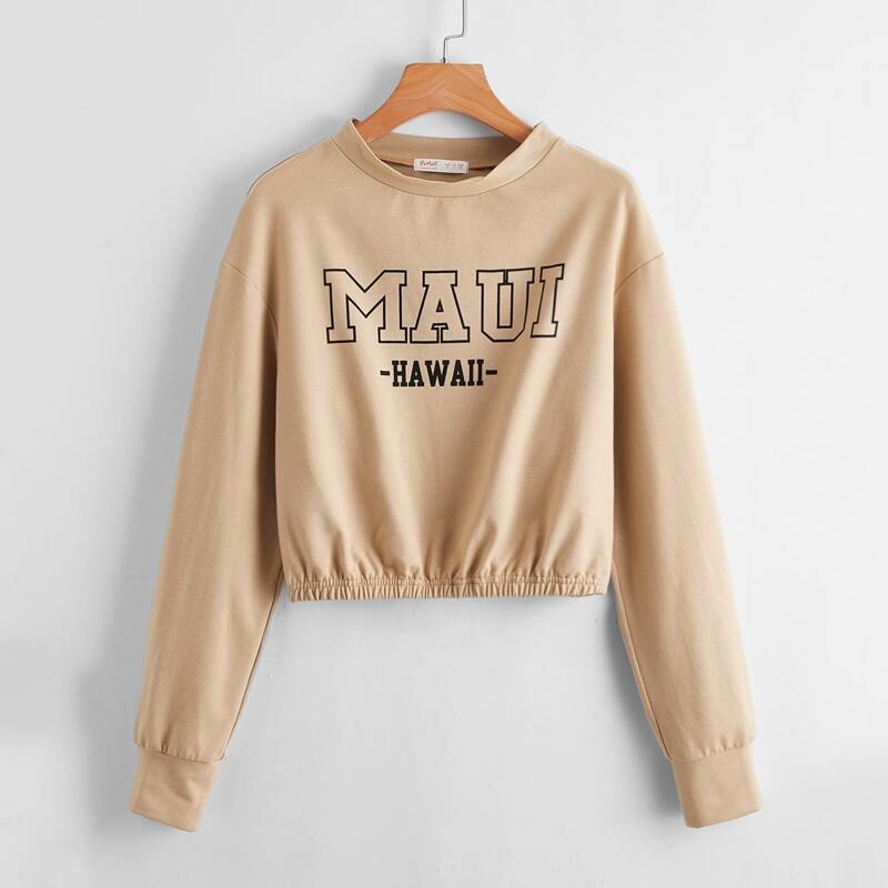 

Letter Graphic Sweatshirt, Apricot
