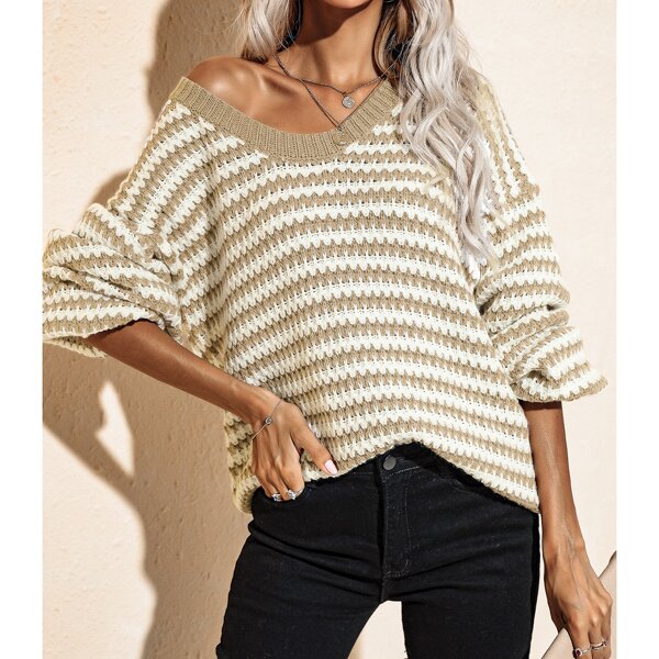 

Striped Colorblock Drop Shoulder Sweater, Multicolor