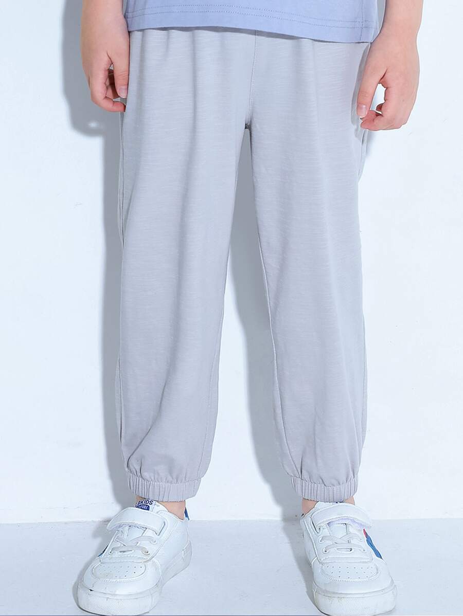 男孩素色束腳褲 - 淺灰色 - 查看 1