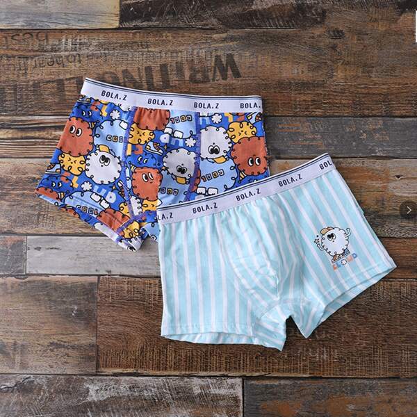 

Toddler Boys 2pcs Cartoon & Letter Graphic Boxer Brief, Multicolor