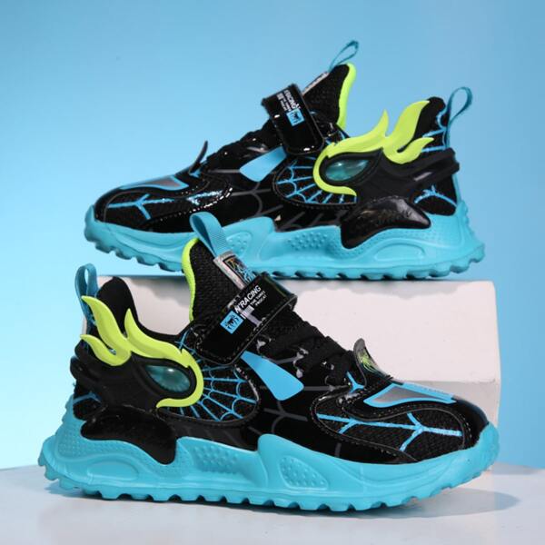 

Boys Colorblock Lace-up Front Chunky Sneakers, Black