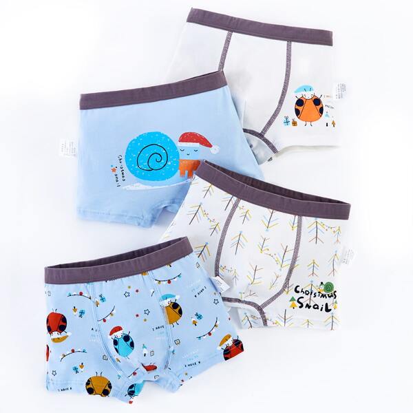 

Toddler Boys 4pcs Cartoon Graphic Top-stitching Boxer Brief, Multicolor