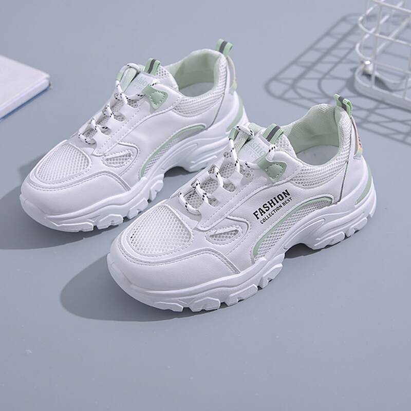 

Lace Up Front Mesh Panel Sneakers, Green