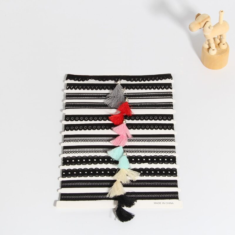 

12pcs Tassel Charm Choker, Black