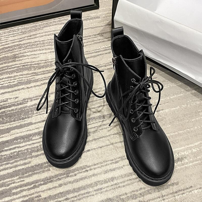

Lace-up Front Combat Boots, Black