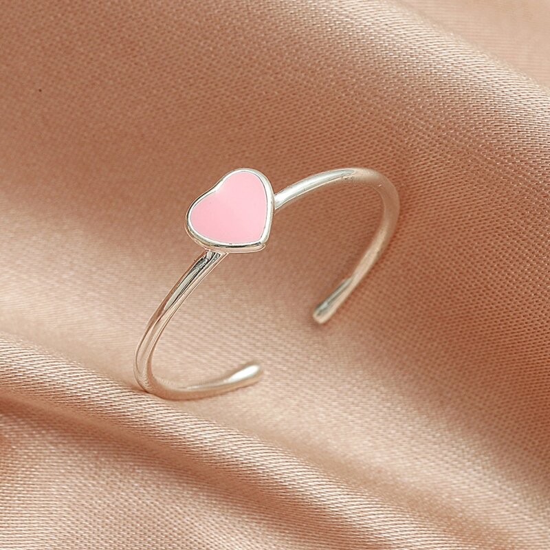

1pc Heart Cuff Ring, Pink