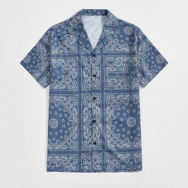 

Guys Paisley Print Shirt, Blue