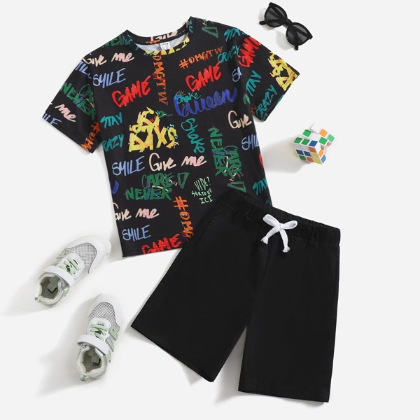 

Boys Letter Graphic Tee & Shorts, Multicolor