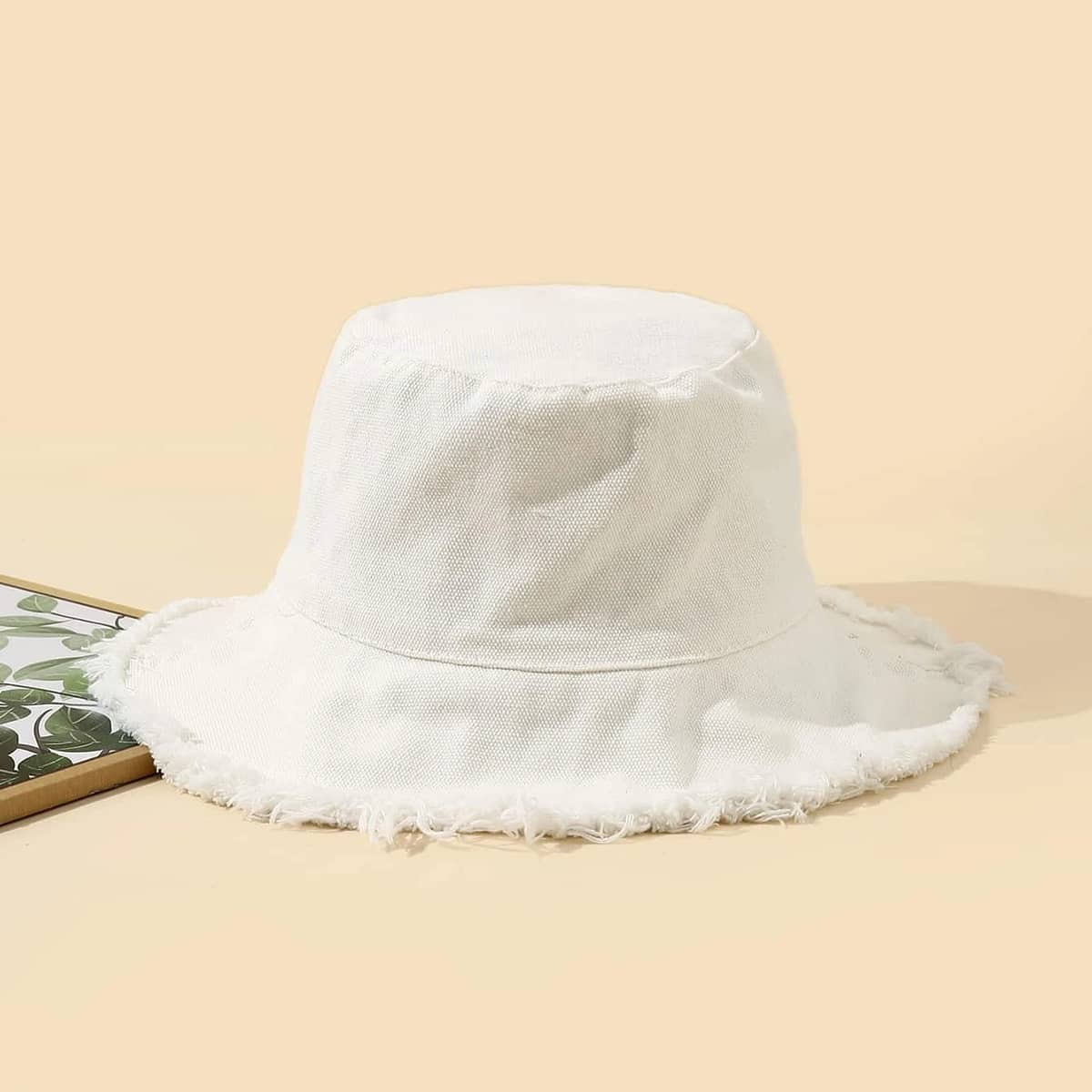 

Raw Hem Bucket Hat, White