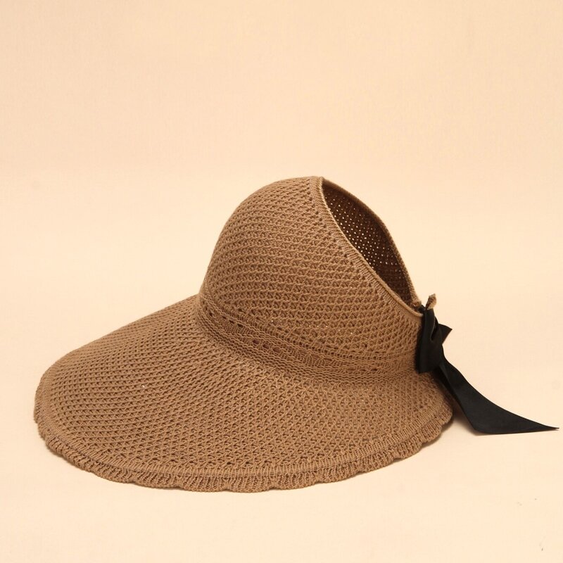 

Bow Decor Straw Hat, Coffee brown