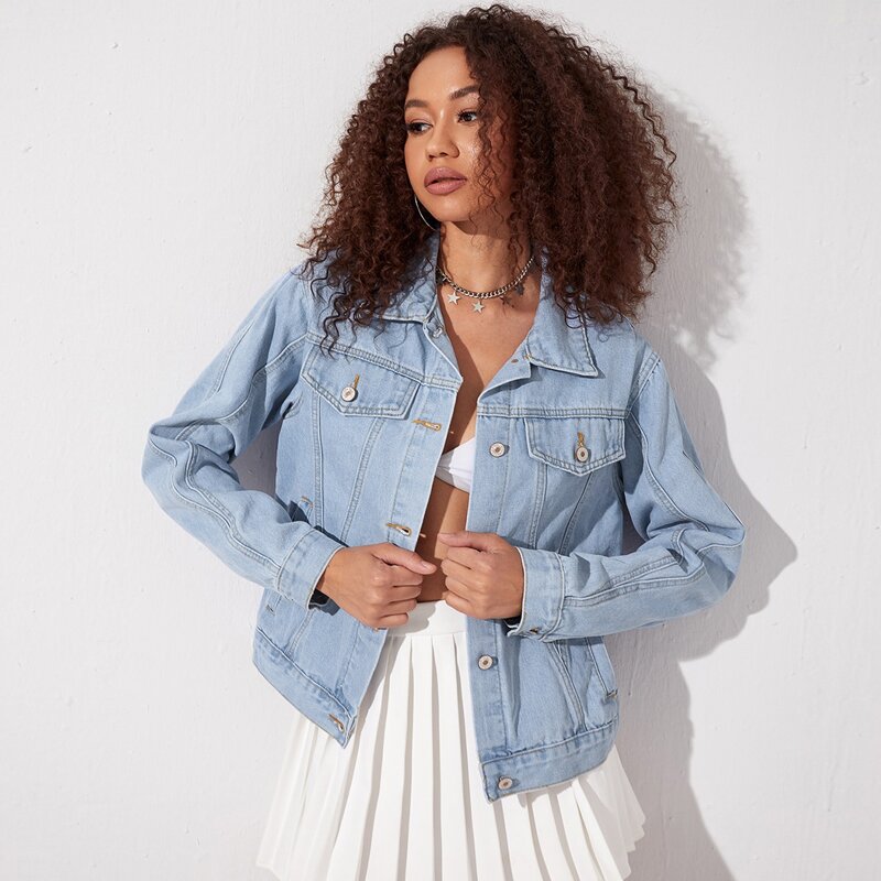 Flap Pocket Denim Jacket, Light wash