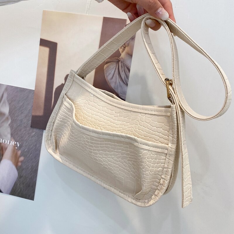 

Croc Embossed Crossbody Bag, White