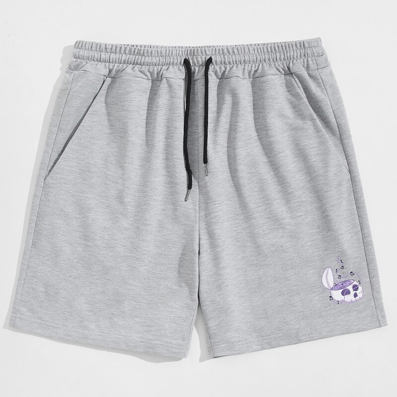 

Guys Cartoon Graphic Drawstring Shorts, Light grey