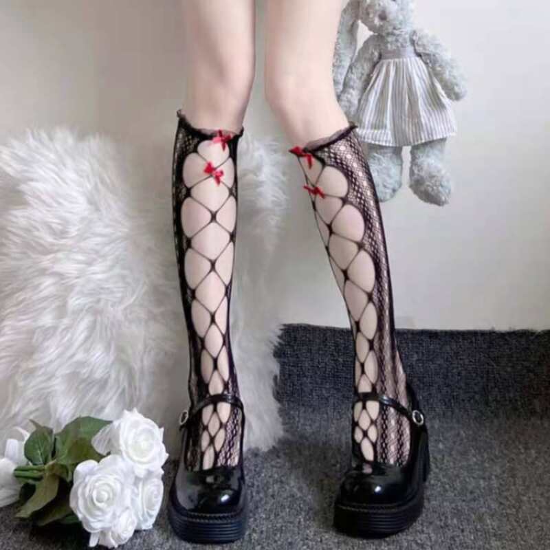

Bow Decor Over The Calf Socks, Black