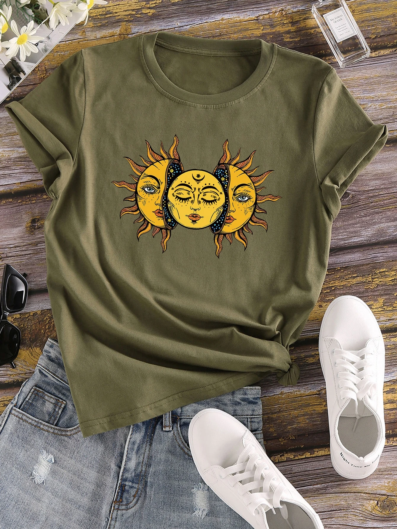 I Tops 8007 Camiseta De Manga Corta Con Estampado De Sol V I Tops 8007 Camiseta De Manga Corta Con Estampado De Sol V