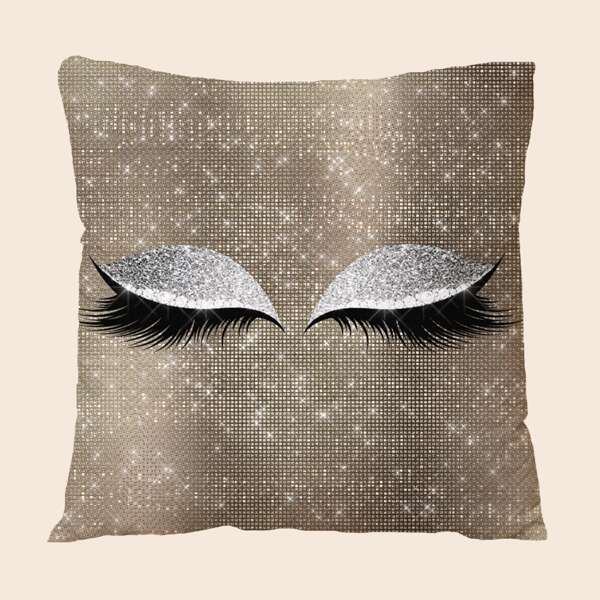 

Eyelash Print Cushion Cover Without Filler, Multicolor