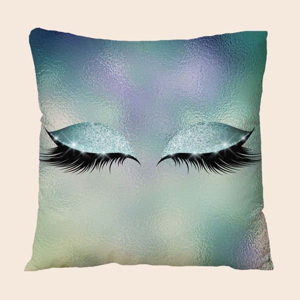 

Eyelash Print Cushion Cover Without Filler, Multicolor
