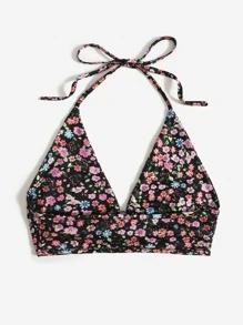 SHEIN VCAY Áo hai dây Lộ Lưng Nhẫn Buộc lại Họa tiết hoa Boho - Nhiều màu - Xem 2