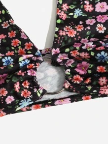 SHEIN VCAY Áo hai dây Lộ Lưng Nhẫn Buộc lại Họa tiết hoa Boho - Nhiều màu - Xem 4