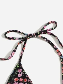 SHEIN VCAY Áo hai dây Lộ Lưng Nhẫn Buộc lại Họa tiết hoa Boho - Nhiều màu - Xem 5