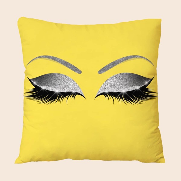 

Eyelash Print Cushion Cover Without Filler, Multicolor