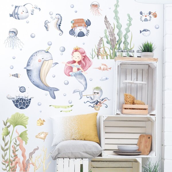 

1sheet Cartoon Graphic Wall Sticker, Multicolor