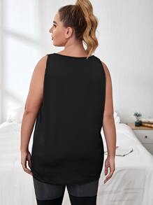 SHEIN Street Sport Plus Letter Graphic Sports Tank Top - Black - View 2