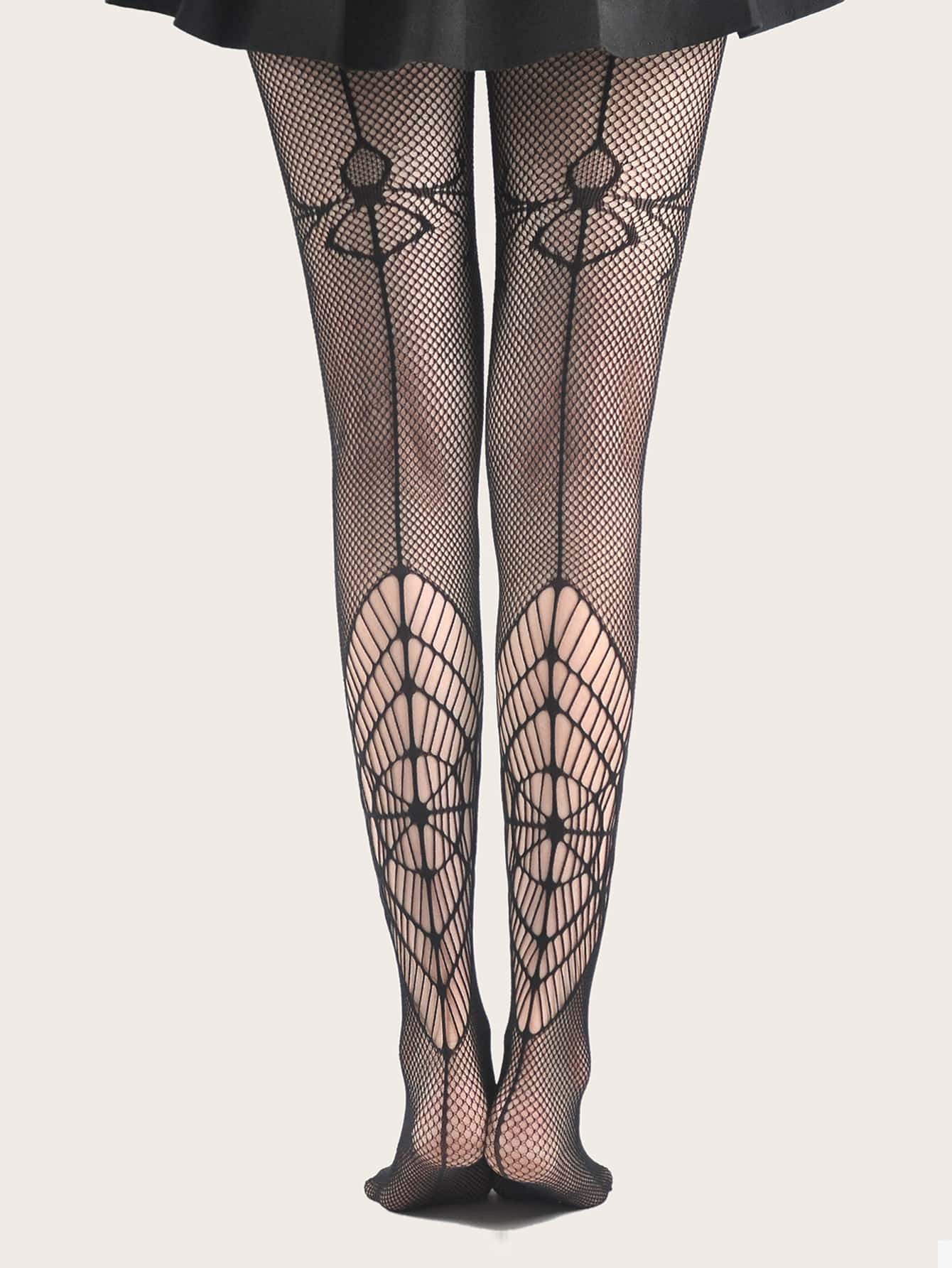 Spider Pattern Fishnet Tights | SHEIN USA