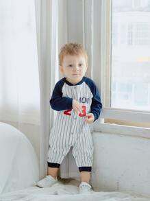 Baby Boy Letter & Number Print Jumpsuit
