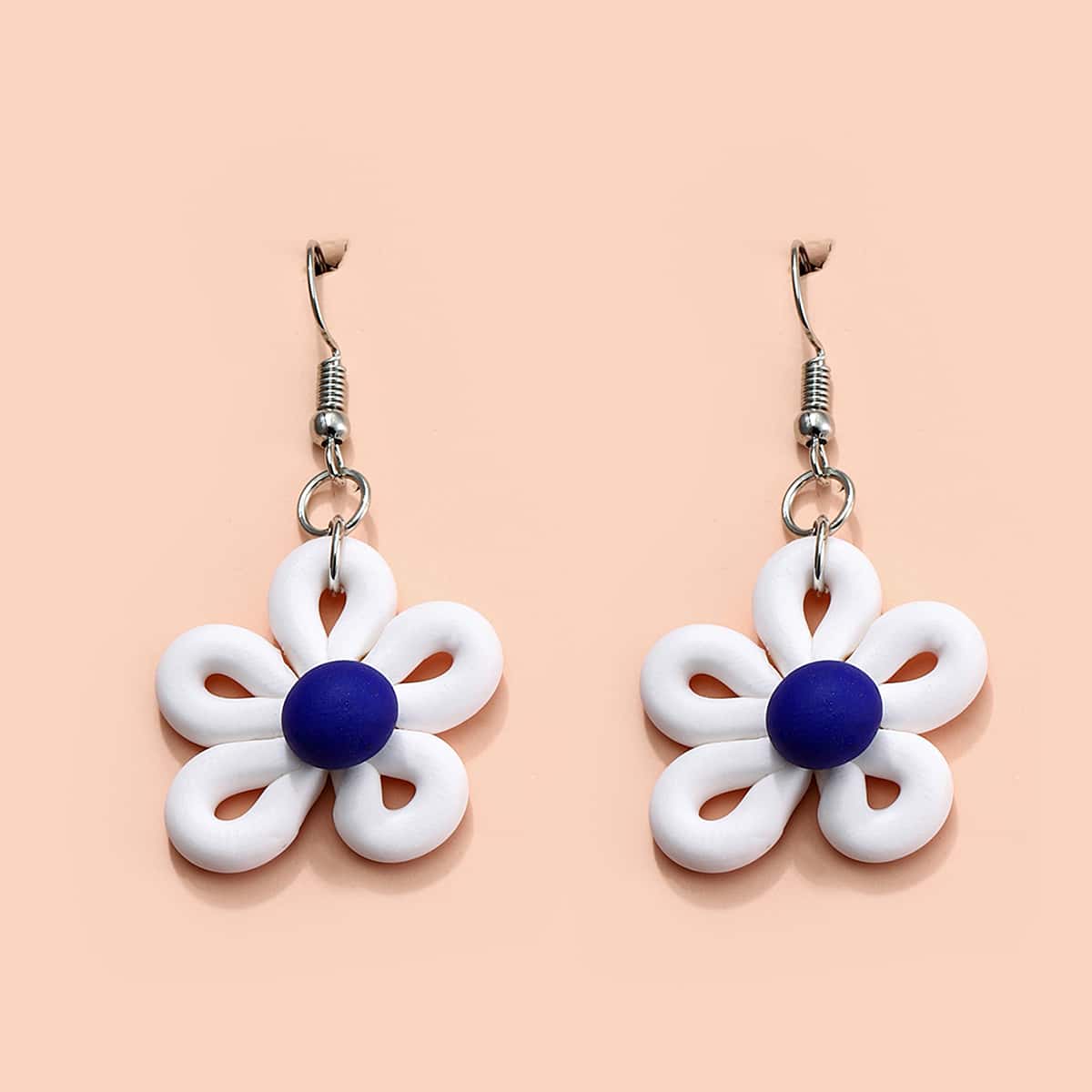 

Flower Drop Earrings, White