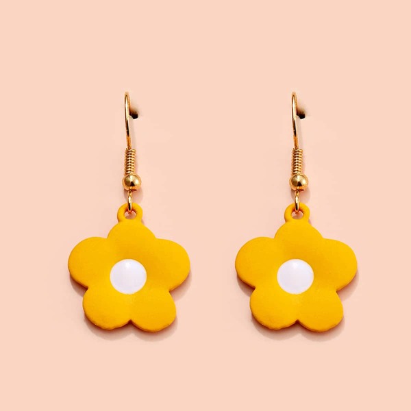 

Flower Drop Earrings, Yellow