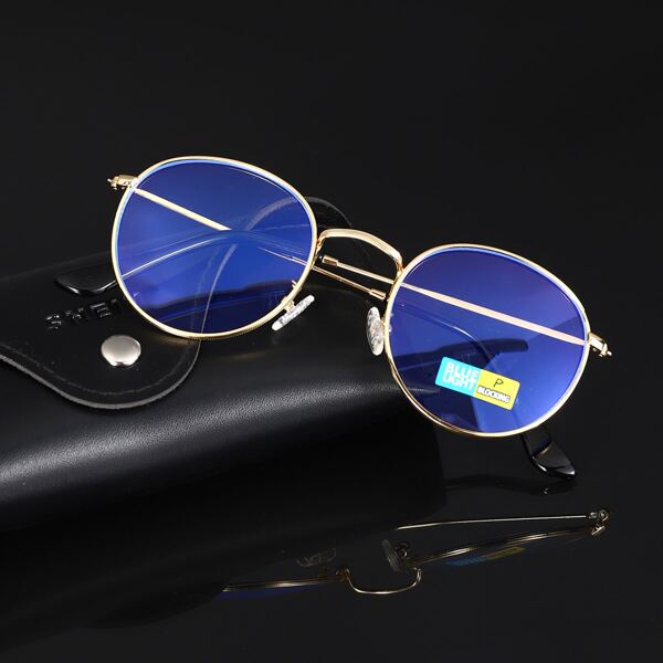 

Men Metal Frame Anti-Blue Light Eyeglasses, Gold