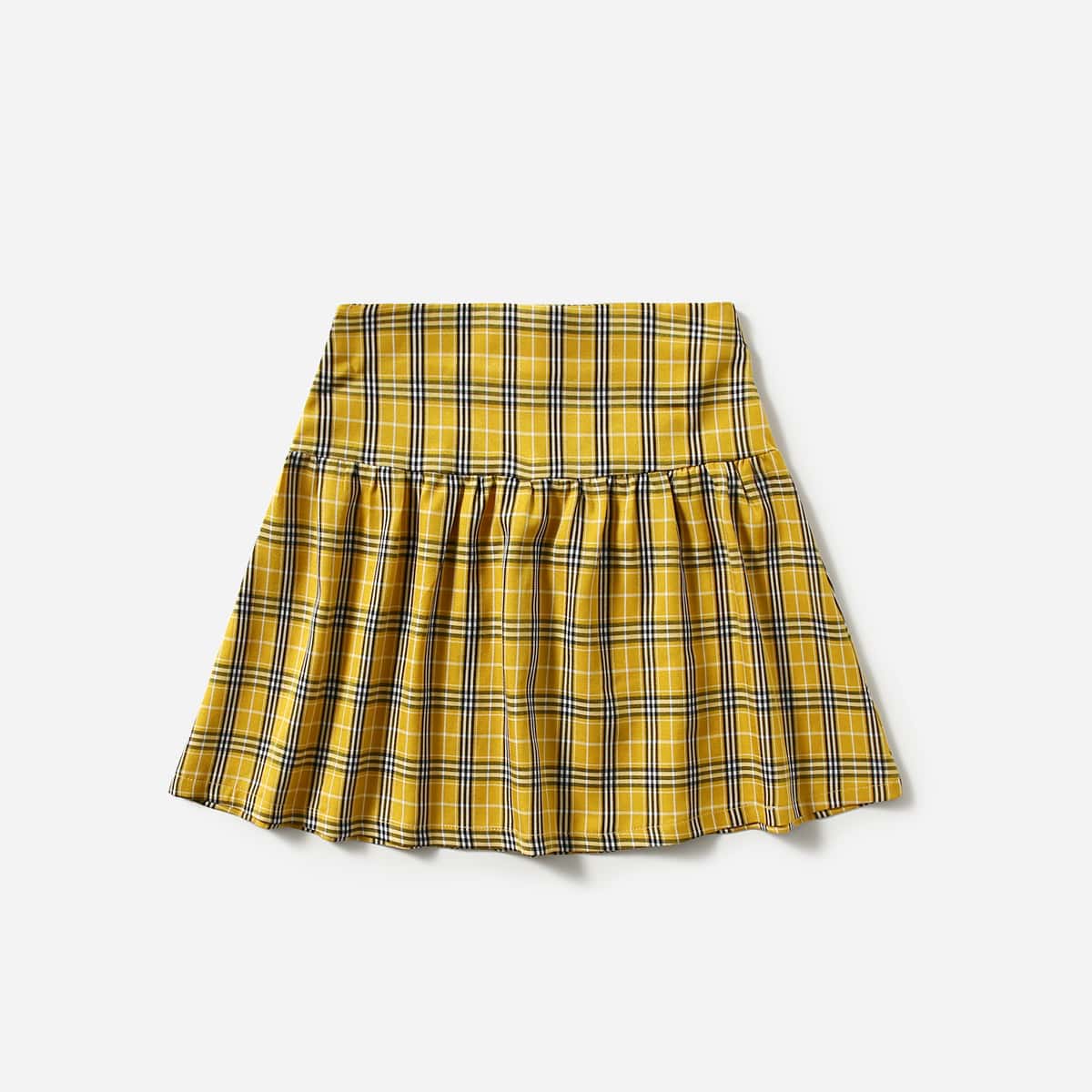 

Plaid Fold Skirt, Yellow