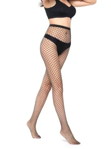 Minimalist Fishnet Tights - Black - View 2