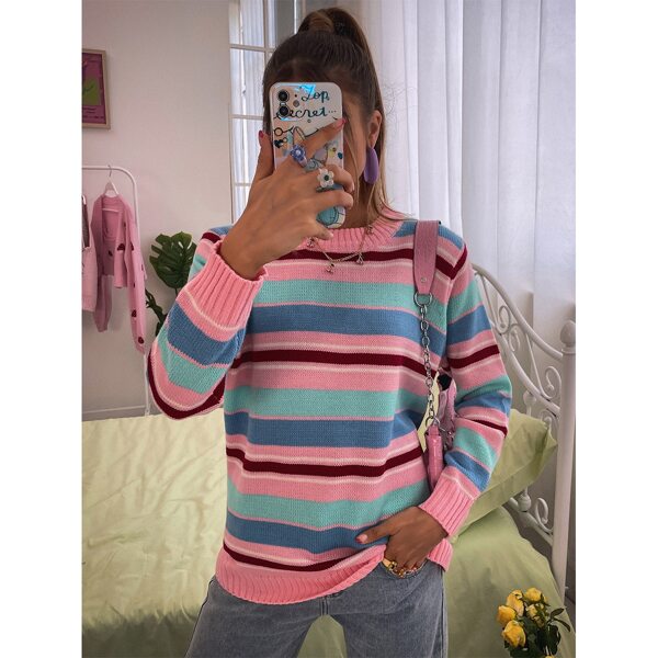 

Color Block Striped Sweater, Multicolor