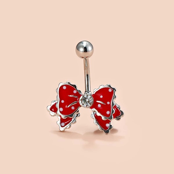 

Bow Decor Navel Belly Ring, Red