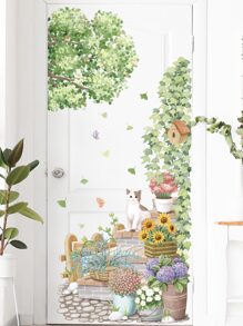 1張植物印花牆貼 - 彩色 - 查看 1