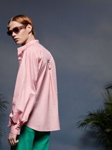 Luis Velazquez Men Solid Button Up Shirt - Baby Pink - View 2