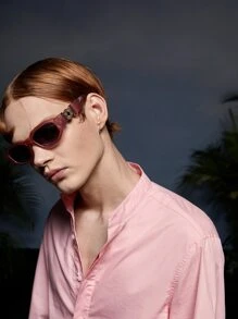 Luis Velazquez Men Solid Button Up Shirt - Baby Pink - View 4