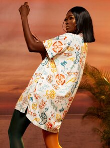 CHERYL TEO 印花不附腰帶襯衫洋裝